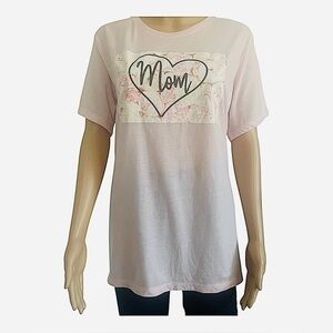 Celebrate Mothers Day ‘Mom' Graphic T-Shirt XXL light pink casual short sleeve